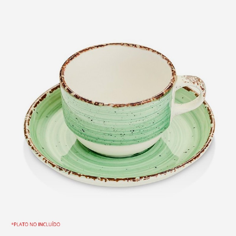 2 tazas de desayuno grandes, cerámica blanca, líneas horizontales verdes,  asa para agarrar, vajilla, tazas de té, regalo para ella -  España